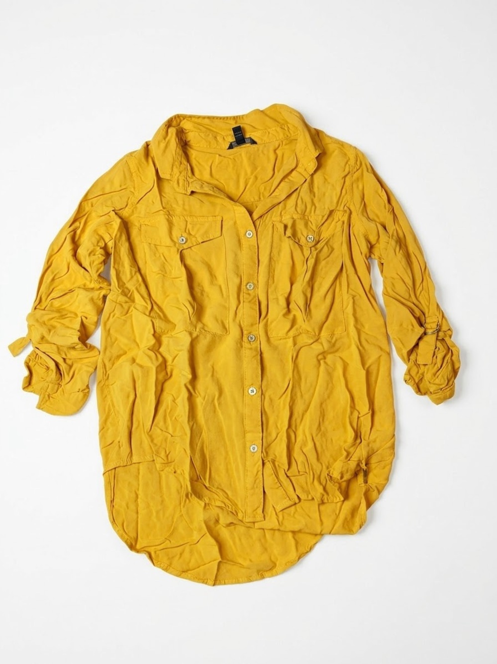 Coupé Collection Mustard Yellow Button Down Tunic Top Small